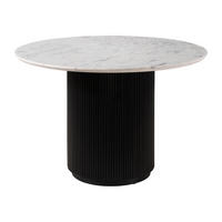 ESSTISCH rund Mango 120x120x76 schwarz lackiert / Marmor weiß BARCELONA #128 - Schwarz, Holz (120/120/76cm) - Massivmoebel24