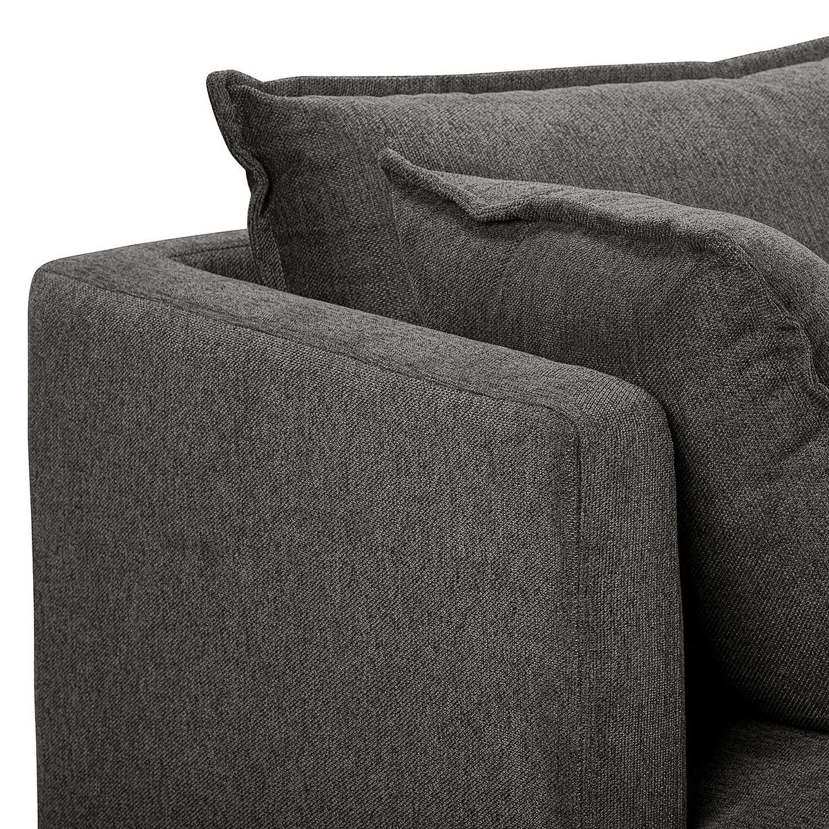 ECKSOFA mit Longchair - Grau - Webstoff - Dunkelgrau, Textil/Metall (261/140cm) - home24