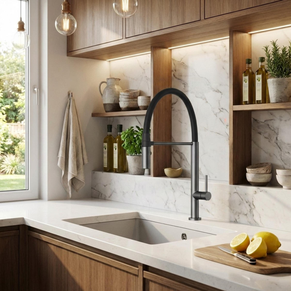 KÜCHENARMATUR Scala Gunmetal Schwarz - Grau, Metall (27/47/27cm) - Granitan