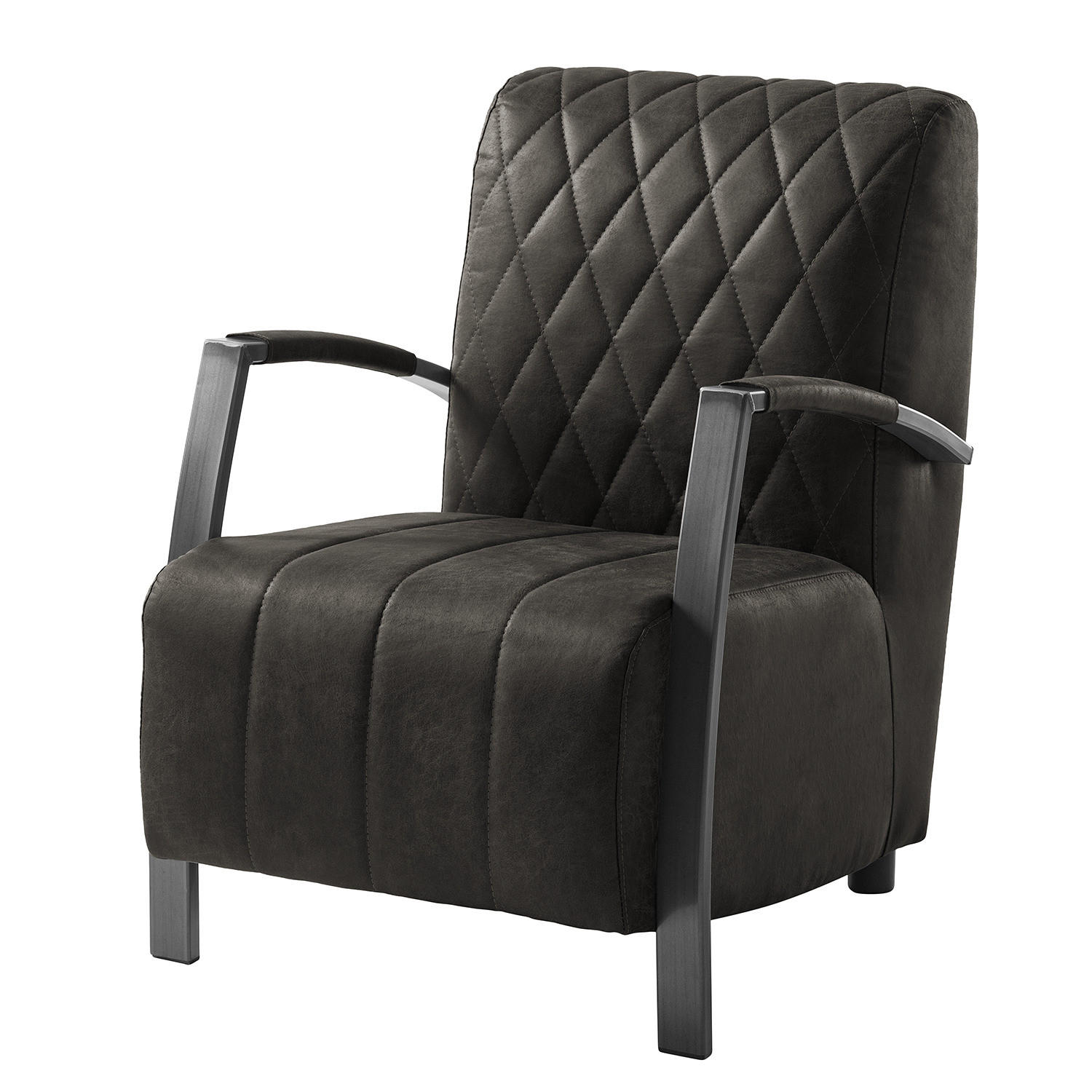 SESSEL - Antiklederlook - Grau, Textil (63/83/83cm) - home24