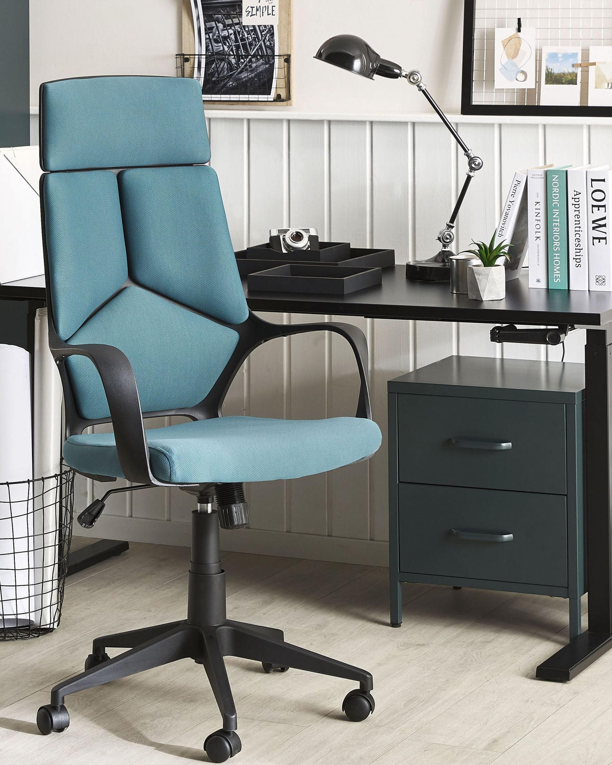 BÜROSTUHL Dunkelblau Delight - Dunkelblau, Textil (64/116/64cm) - Beliani