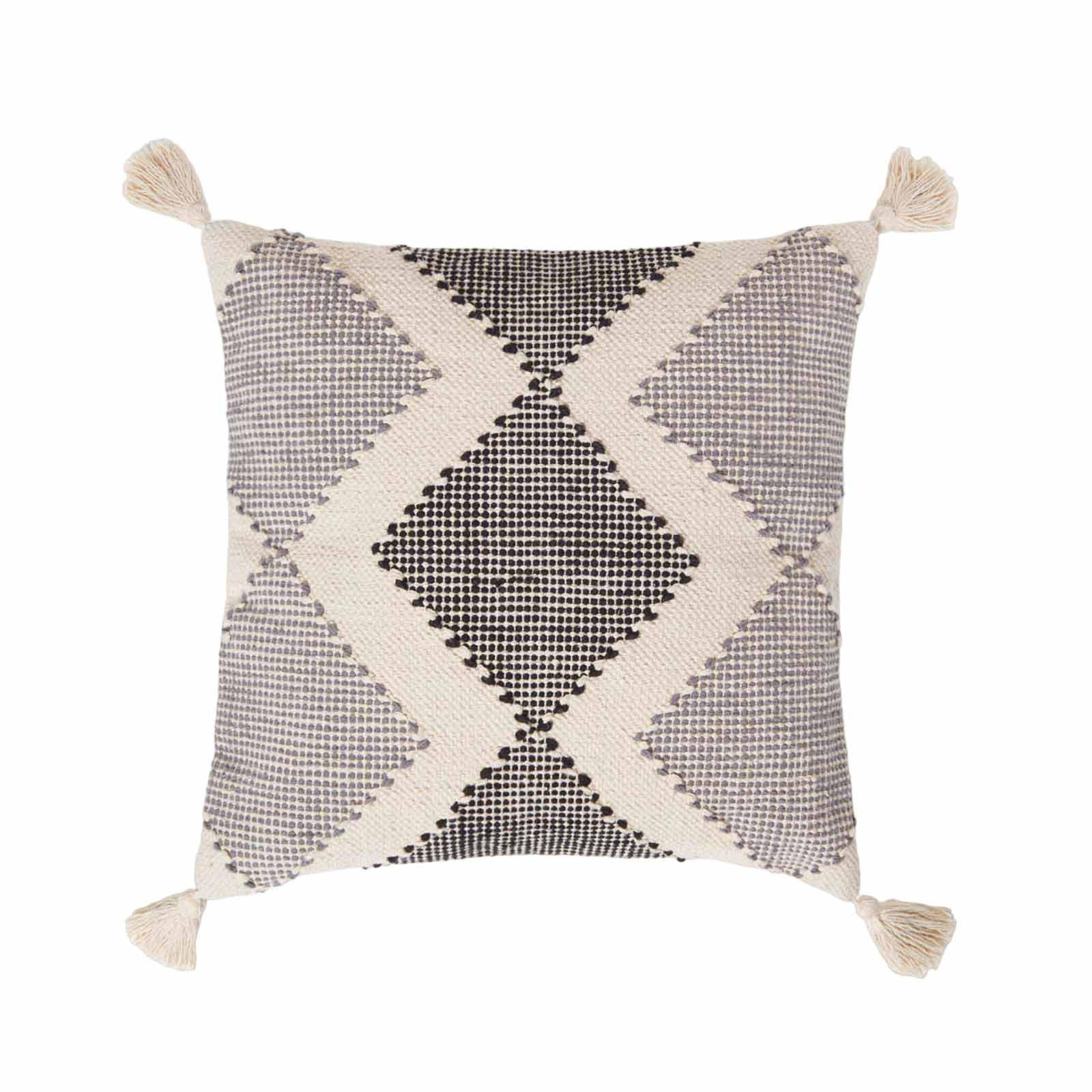 DEKOKISSEN Malmö 45/45 cm geometrisch gemustert - Creme, Textil (45/45cm) - Homescapes