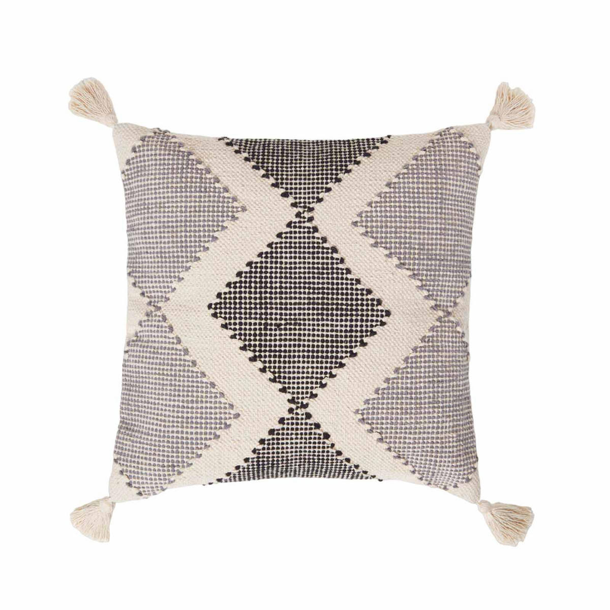 DEKOKISSEN Malmö 45/45 cm geometrisch gemustert - Creme, Textil (45/45cm) - Homescapes