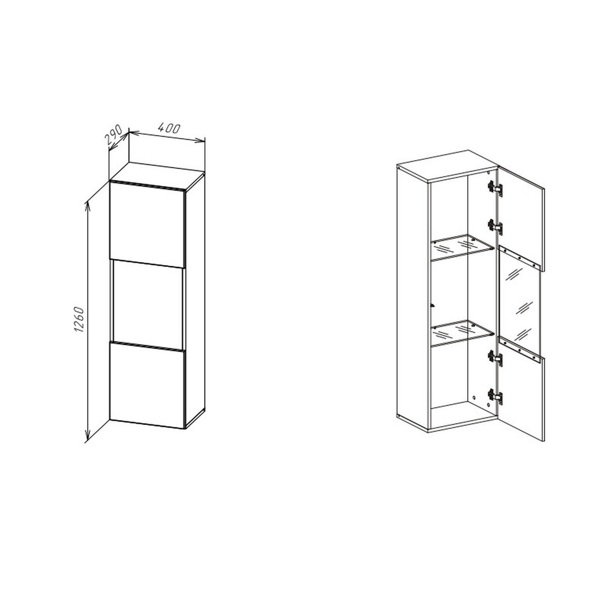HÄNGESCHRANK Graphitgrau 40/126/29 - Grau, Holzwerkstoff (40/126/29cm) - RAUMHIRSCH FURNITURE