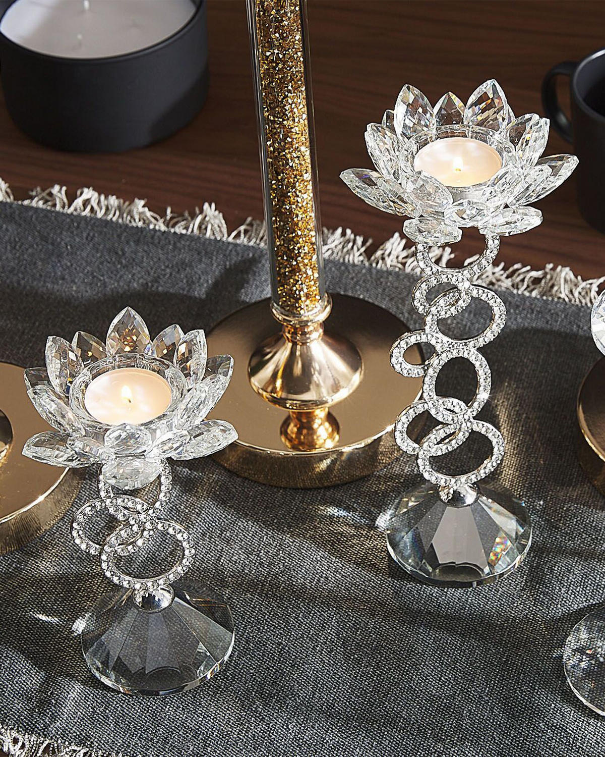 KERZENSTÄNDER Silber Oviedo - Silberfarben, Glas (11/27/11cm) - Beliani