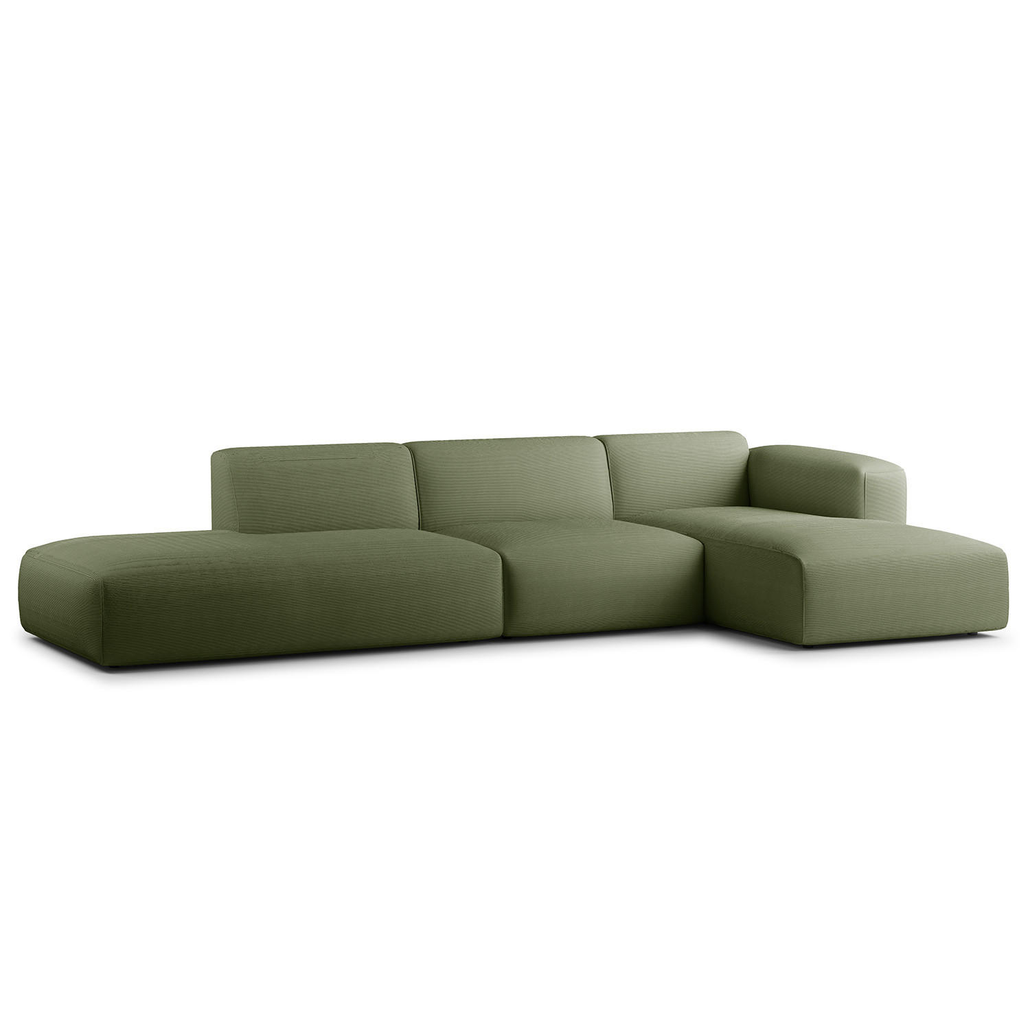ECKSOFA mit Chaiselongue - Dunkelgrün/Schwarz, Kunststoff/Textil (290/173cm) - home24