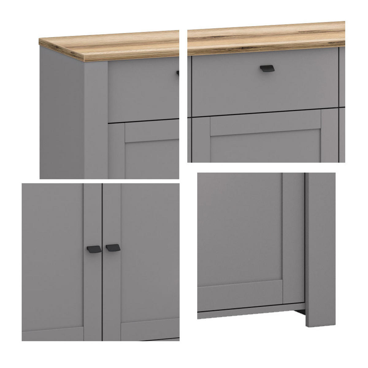 SIDEBOARD Latour grau / Eiche Delano 165 / 42 / 88cm - Braun/Grau, Holz/Holzwerkstoff (165/88/42cm) - Feldmann-Wohnen