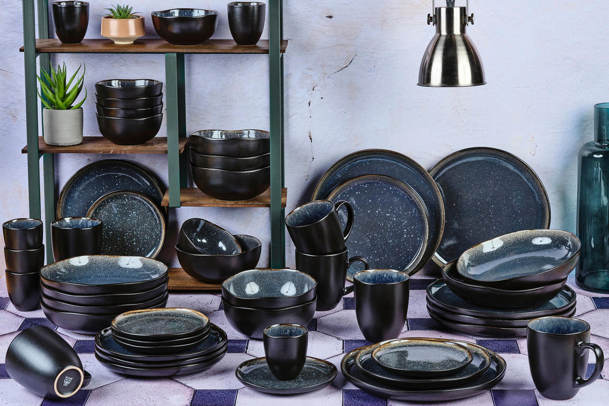 KOMPLETTSERVICE Iris - 48er-Set - Nachtblau - Blau, Keramik (1/1/1cm) - Björn