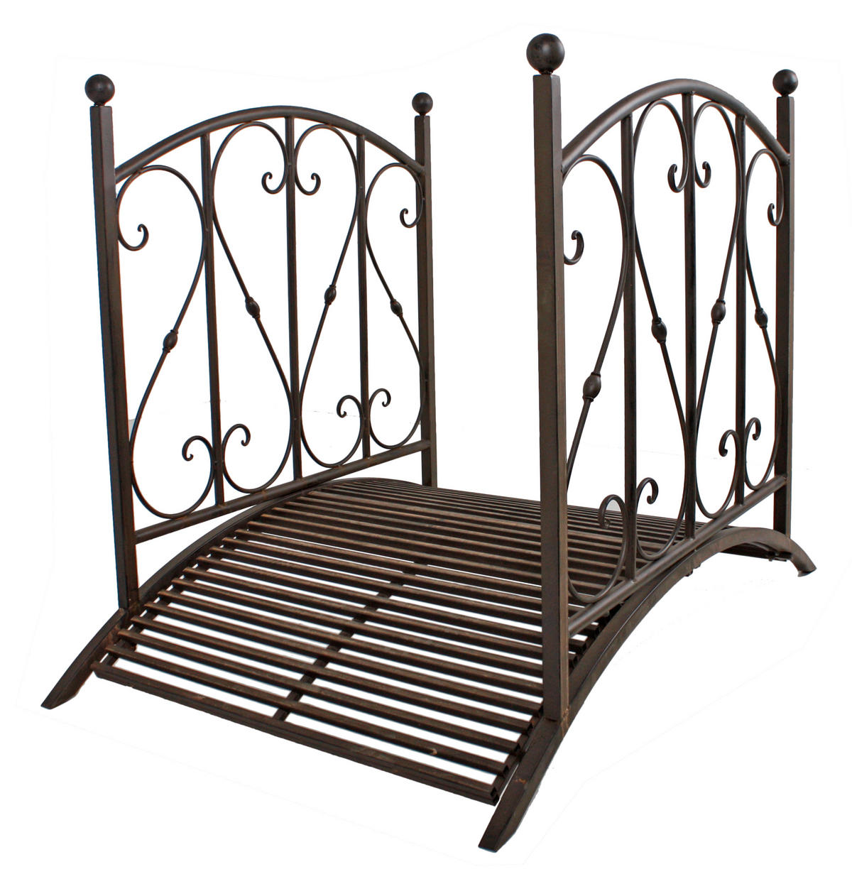 GARTENBRÜCKE Doha Geländer Antik-Optik Stahl Braun-Schwarz 94,5x81,5x120,5cm - Braun, Metall (120.5/81.5/94.5cm) - DELUKE