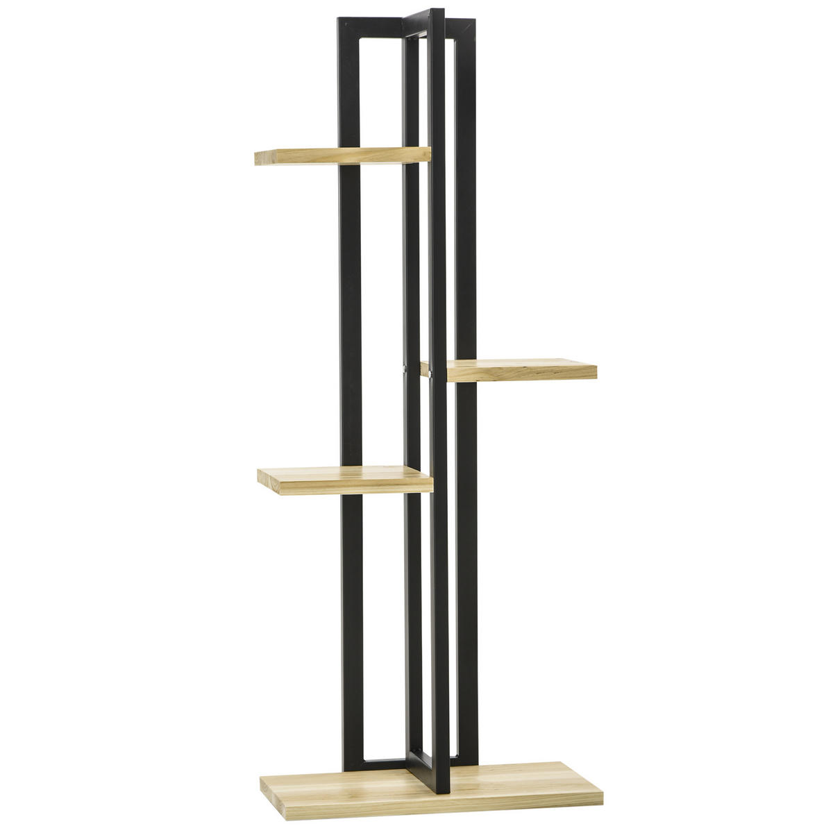 PFLANZENSTÄNDER DE-05315 4 Ebenen, Industrie-Design Schwarz/Natur - Schwarz/Naturfarben, Holz (45/25/110cm) - ComfortXL