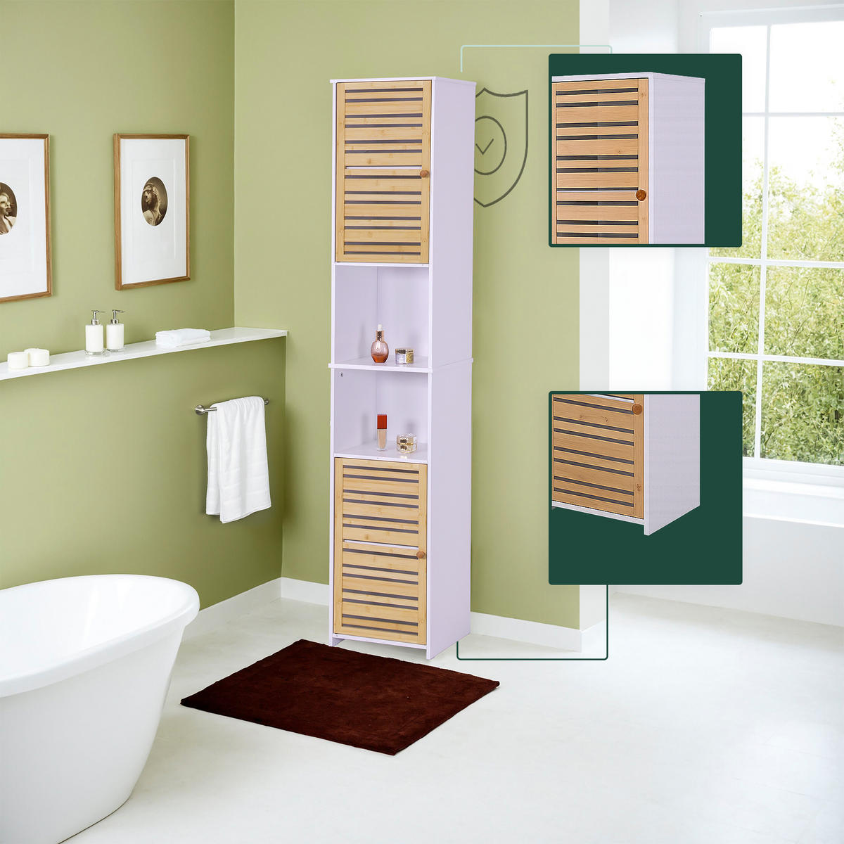 BADEZIMMERSCHRANK - Multicolor, Holz/Holzwerkstoff (34/190/29cm) - Relaxdays