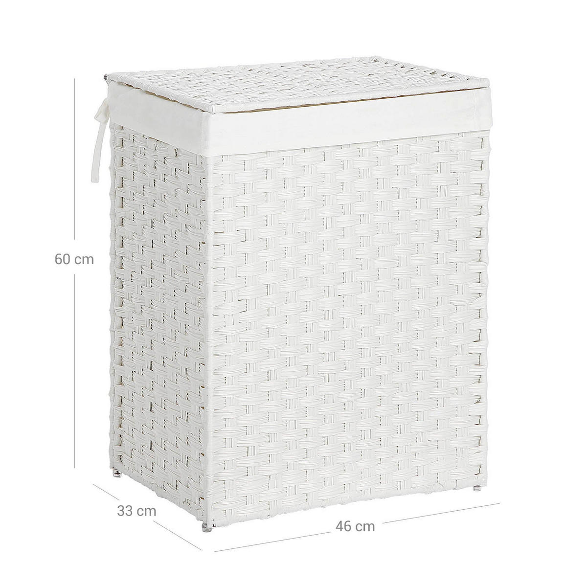 WÄSCHEKORB AUS POLYRATTAN - Weiß, Kunststoff (33/60/46cm) - Hansiro