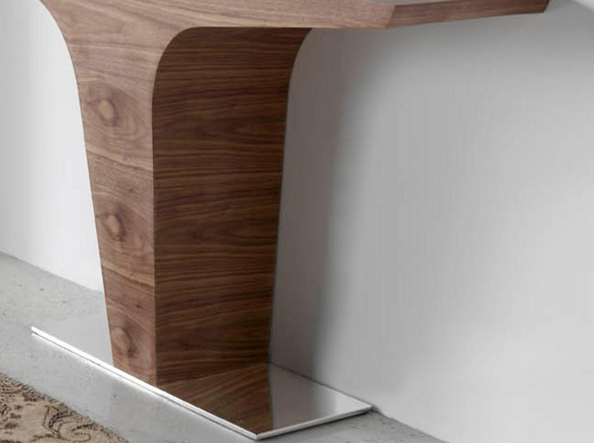 KONSOLENTISCH Rechteckige Konsole aus Nussbaumholz mit Sockel aus verchromtem Stahl 150/35/80 cm - Edelstahlfarben/Nussbaumfarben, Holz/Metall (35/150/80cm) - ANGEL CERDA