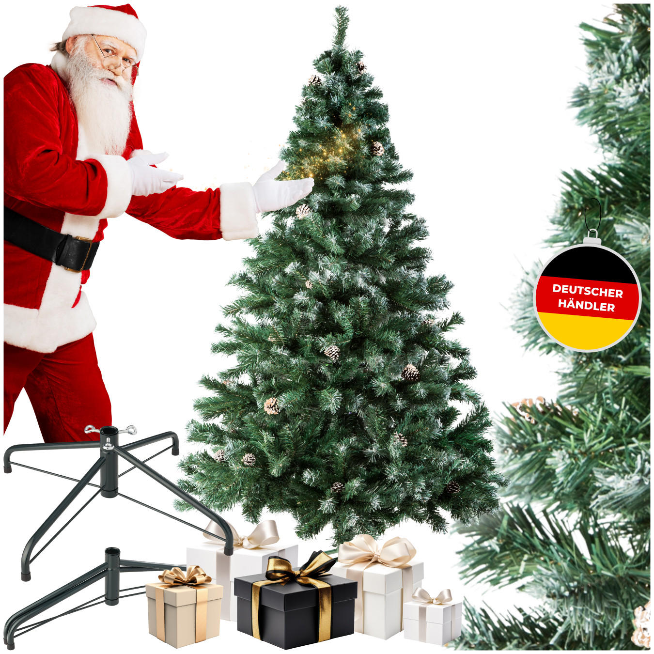 WEIHNACHTSBAUM ,inklusive Metallständer mit Kunststoffkappen,grün - Grün, Kunststoff (180cm) - tectake