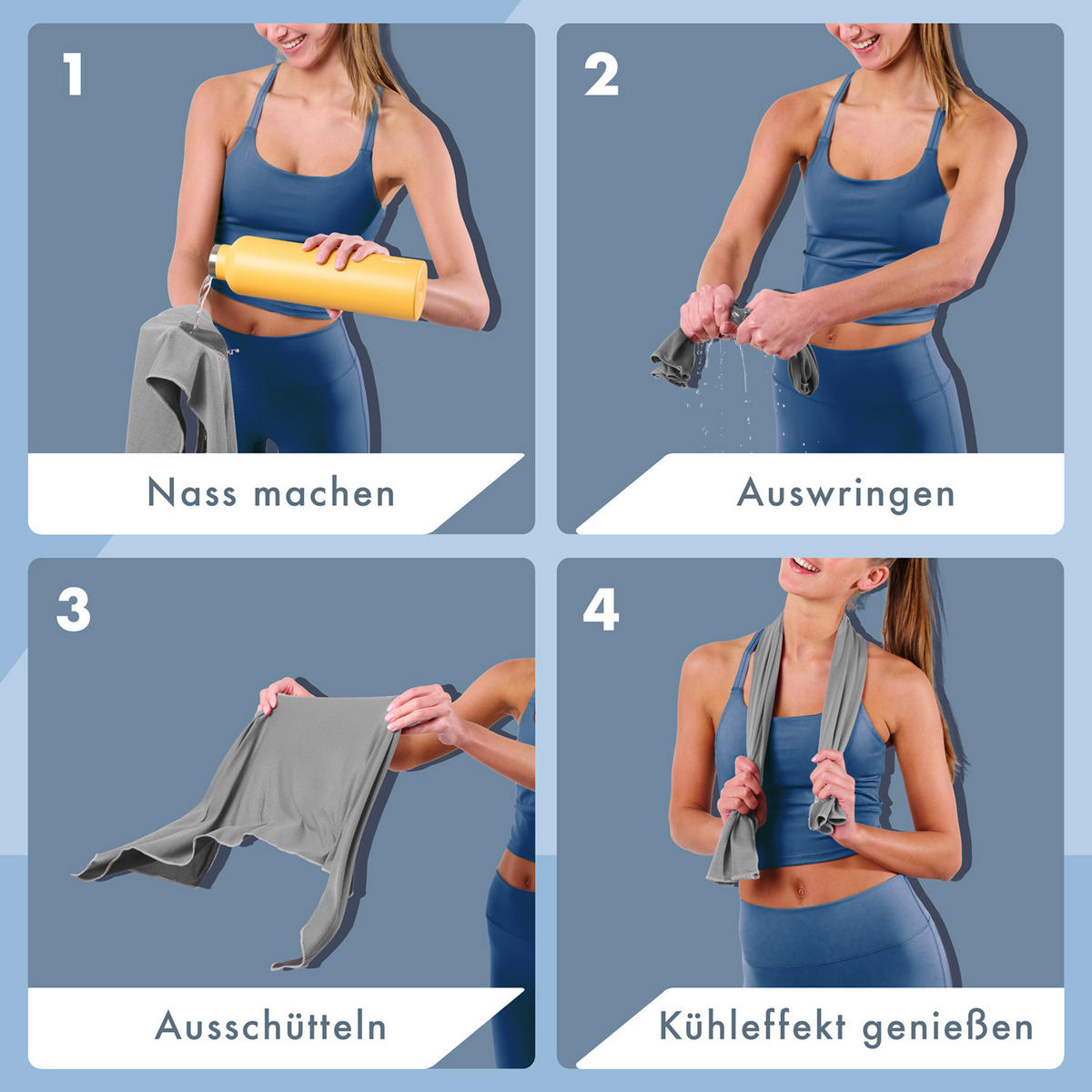 SPORTHANDTUCH Inga kühlend, 100/30 cm mit Tasche, Dunkelblau - Dunkelblau, Textil (30/100cm) - Blumtal