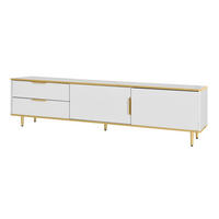 LOWBOARD 170/37/45 cm Weiß und Gold aus Holzwerkstoff mit 2 Schubladen und Schnitzmuster - Weiß, Holzwerkstoff (37/45/170cm) - OKMYHOME