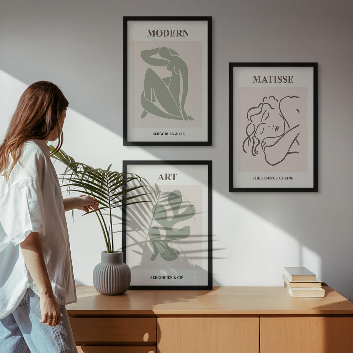 WANDBILDER 3er-Set - 40x60 cm Schwarzer Rahmen - Stilvolles Design mit Pflanzenmotiven - Schwarz, Kunststoff (40/60cm) - ArtPrintCave