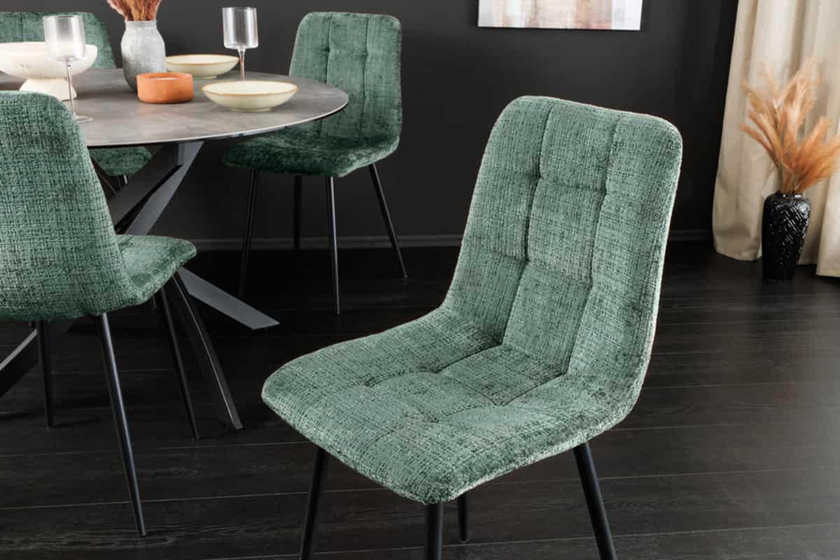 STUHL TRES CHIC Chenille Grün 90 cm - Schwarz/Grün, Kunststoff/Textil (54/88/44cm) - riess-ambiente