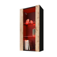 HÄNGEVITRINE TIVOLI Vertical 100, Wotan, LED Mehrfarbige - Eiche Wotan/Schwarz, Glas/Holzwerkstoff (50/100/29.5cm) - Komodee