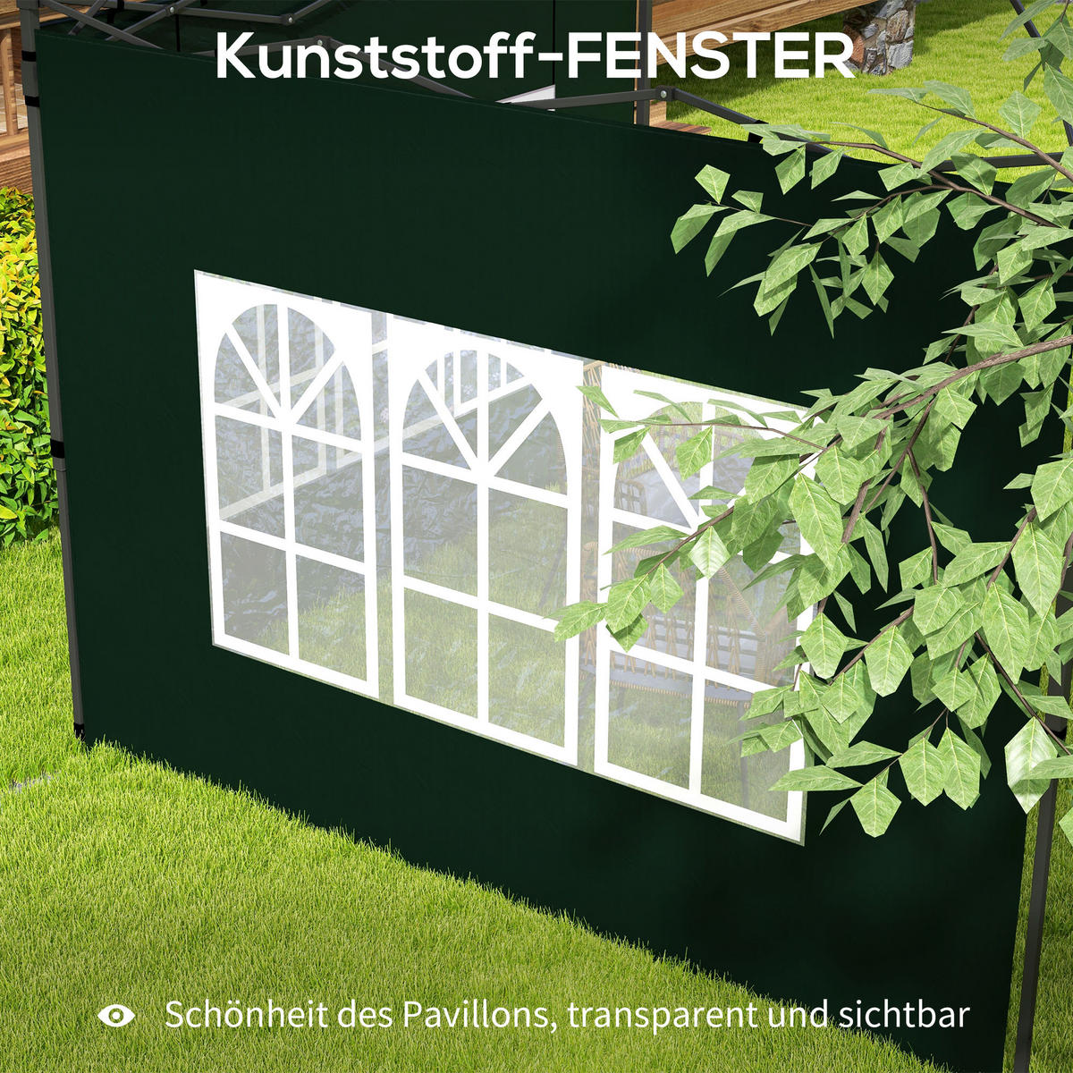 PAVILLON-SEITENTEILE 2 TLG. mit Fenster Dunkelgrün - Dunkelgrün, Kunststoff (1/193/293cm) - Outsunny