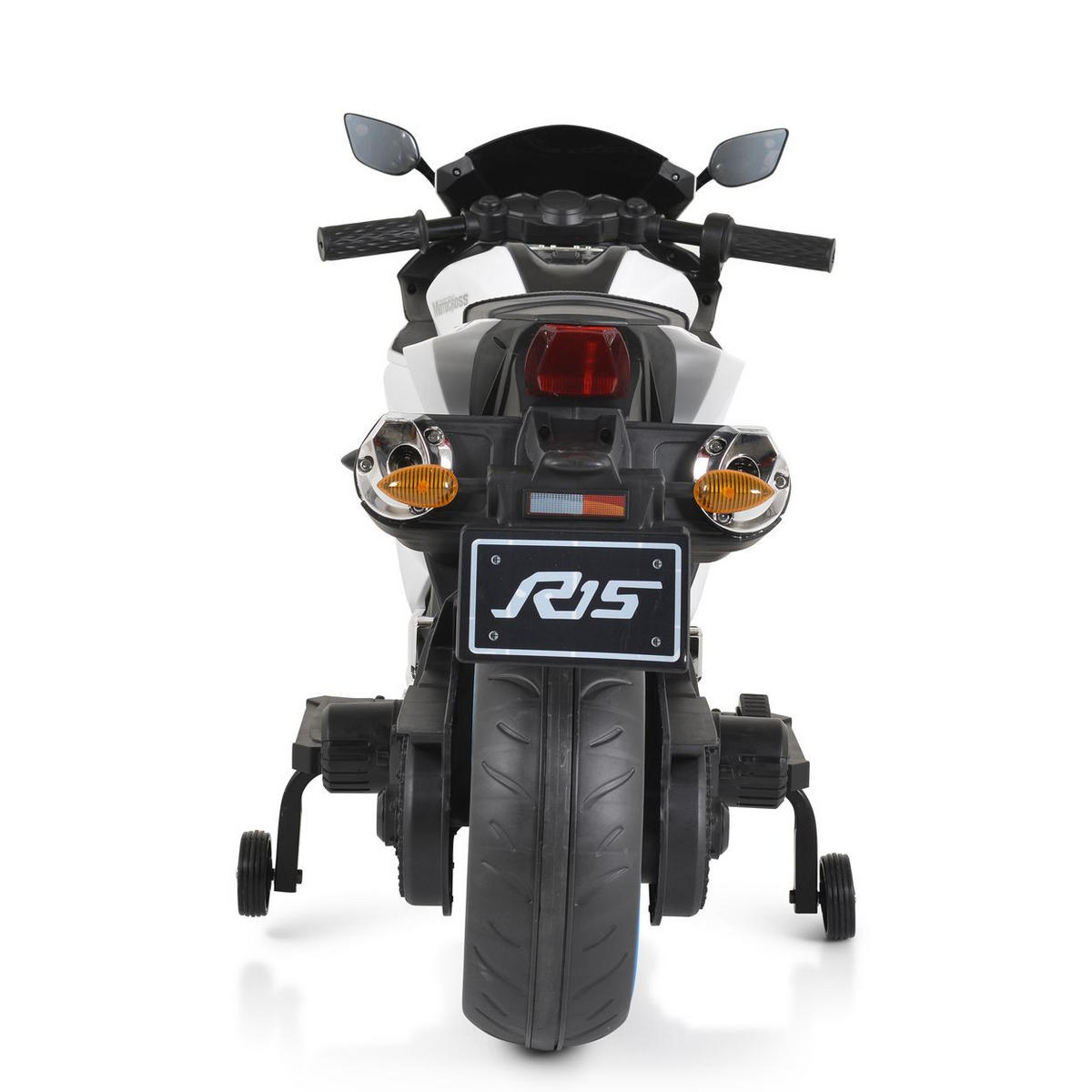 ELEKTROMOTORRAD Motocross weiß MP3-Funktion Bluetooth Stützräder Lichter - Weiß, Kunststoff (120/60/74cm) - Moni