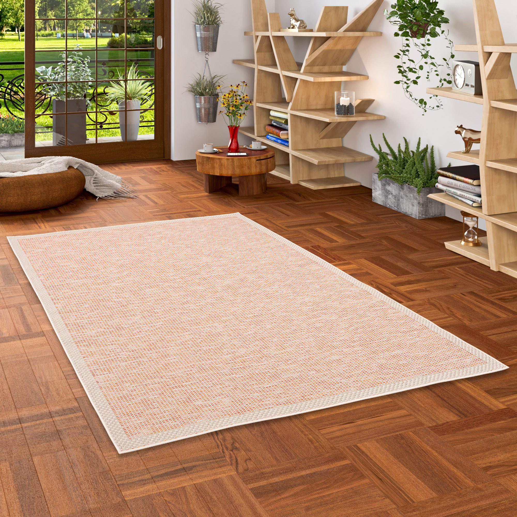 IN & OUTDOOR TEPPICH FLACHGEWEBE OTTAWA BORDÜRE - Terra cotta, Textil (140/200cm) - Pergamon