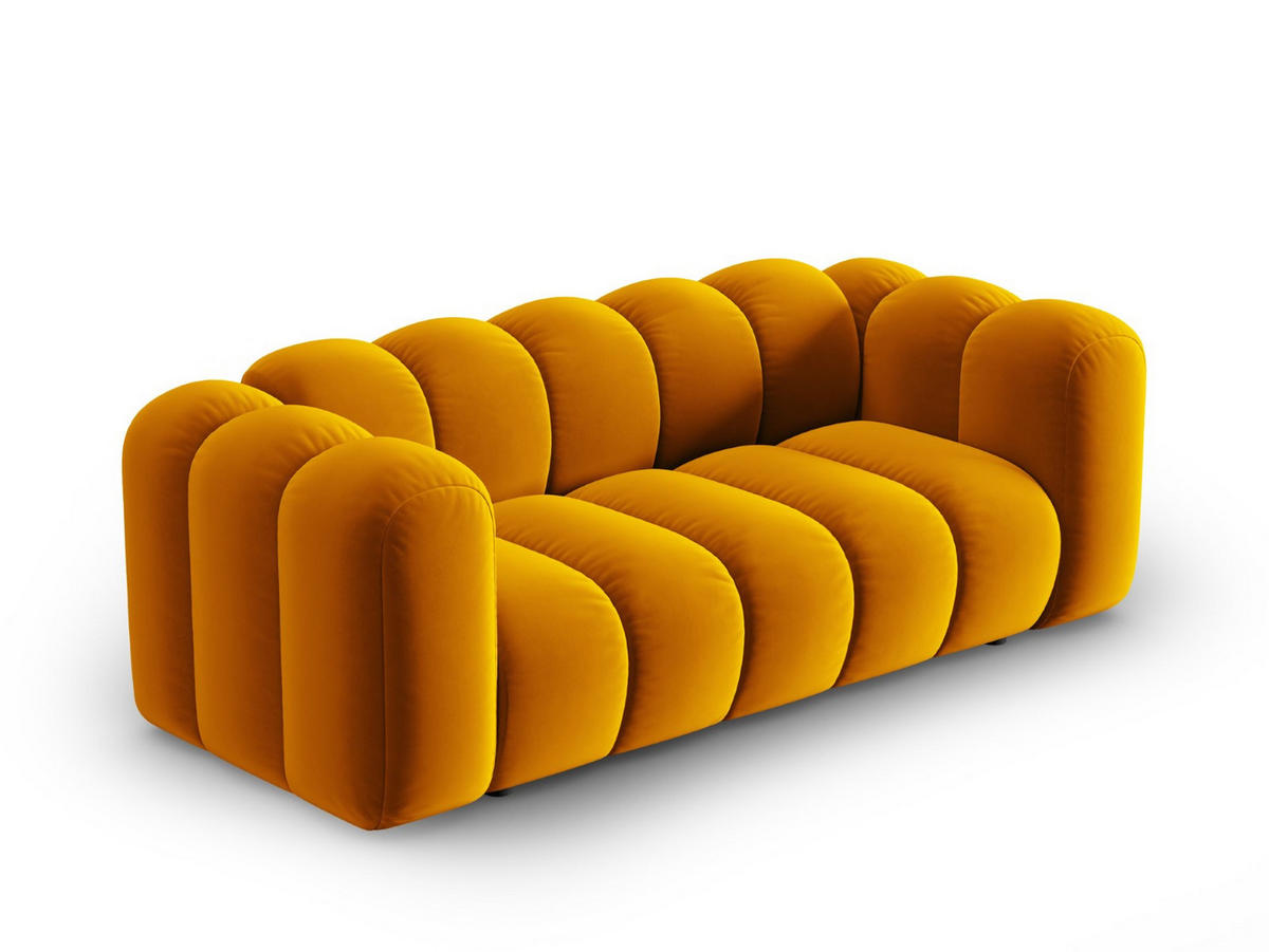 SOFA Lupine aus Samt gelb 2 Sitzplätze - Gelb, Textil (200/70/95cm) - Micadoni