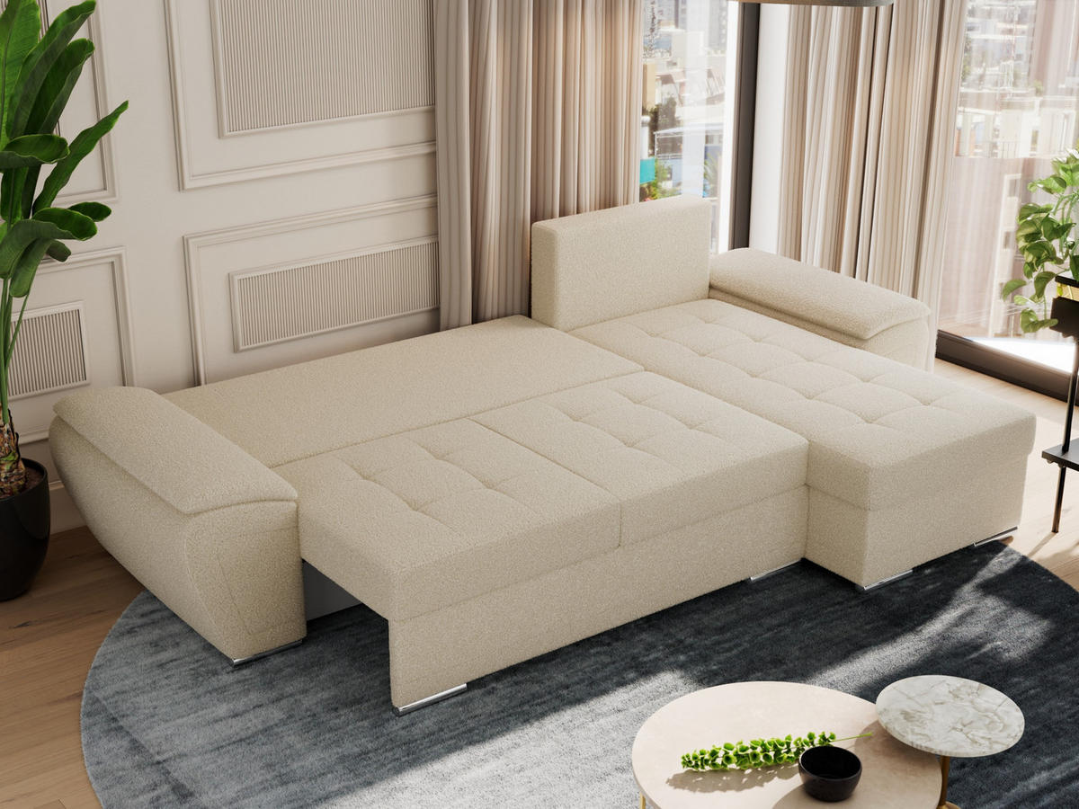 ECKSOFA UMBRIA L Beige Boucle - Beige/Grau, Textil (271/157cm) - MKS