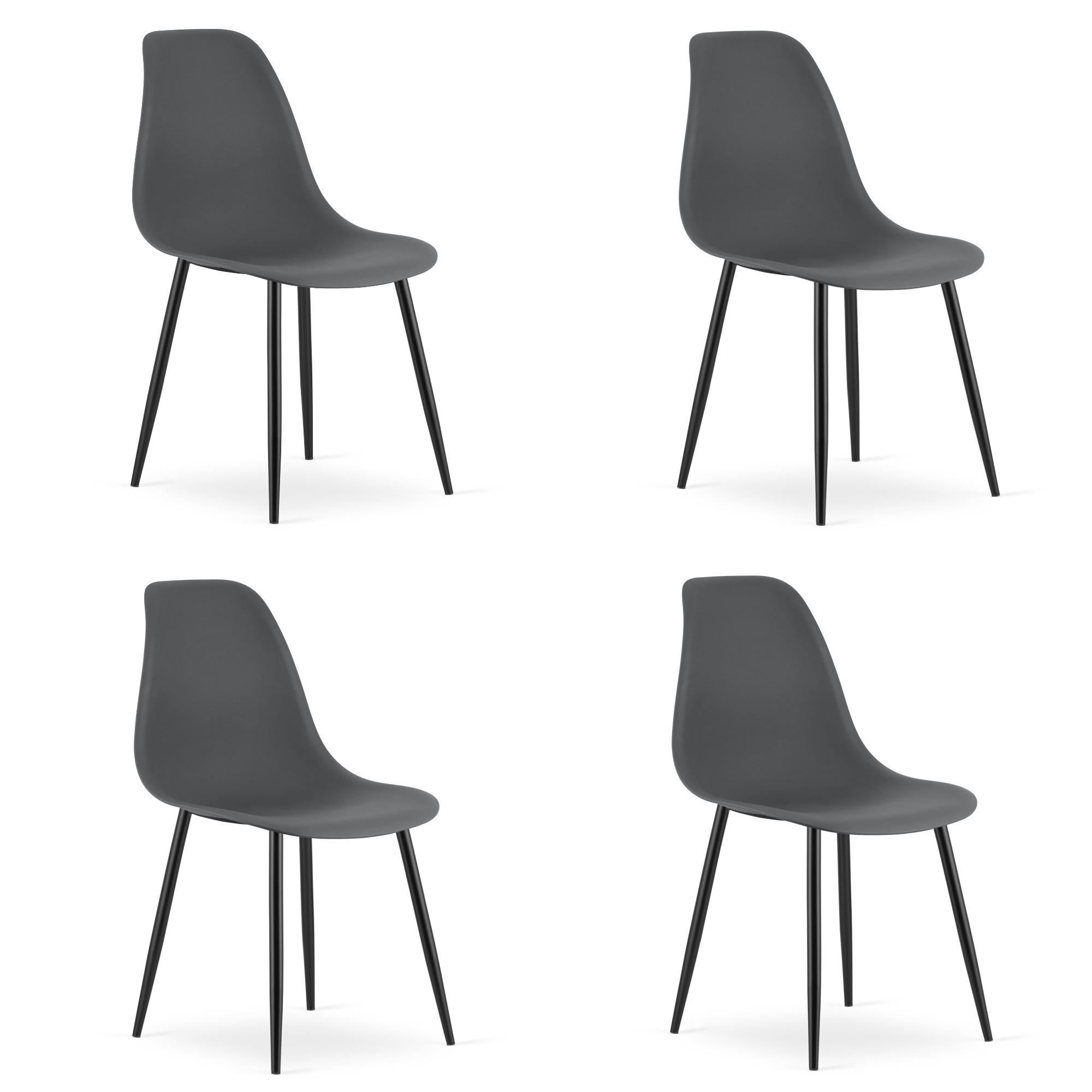 ESSZIMMERSTUHL 4-er Set KALEO dunkelgrauer Sitz, schwarze Beine - Dunkelgrau/Schwarz, Kunststoff (46/84/51cm) - Valora