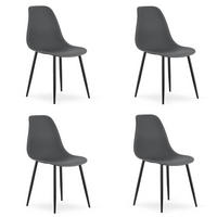 ESSZIMMERSTUHL 4-er Set KALEO dunkelgrauer Sitz, schwarze Beine - Dunkelgrau/Schwarz, Kunststoff (46/84/51cm) - Valora