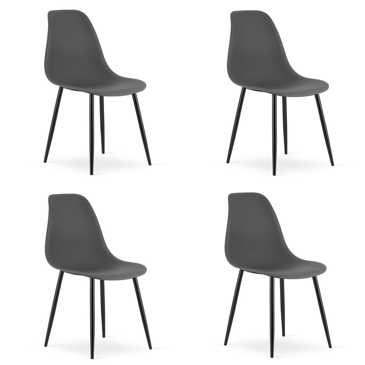 ESSZIMMERSTUHL 4-er Set KALEO dunkelgrauer Sitz, schwarze Beine - Dunkelgrau/Schwarz, Kunststoff (46/84/51cm) - Valora