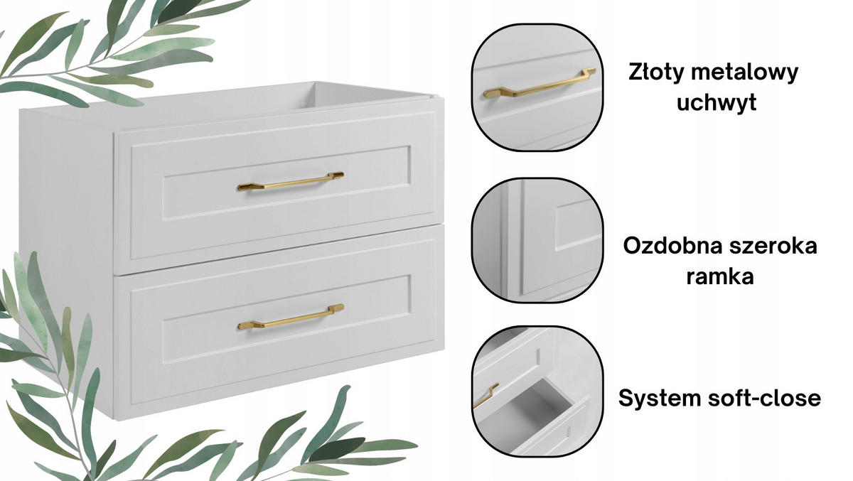 WASCHBECKUNTERSCHRANK + HÄNGESÄULE CLASSIC 80cm Mattwitte - Weiß, Holzwerkstoff (80/58/46cm) - Rodan