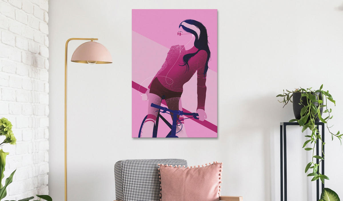KUNSTDRUCK Rosa 40/60 cm - Pink/Schwarz, Textil (40/60cm) - KUNSTLOFT