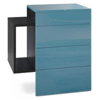 NACHTTISCH Queens Front in Petrol Hochglanz - Petrol, Holzwerkstoff (60/63/36cm) - Vladon