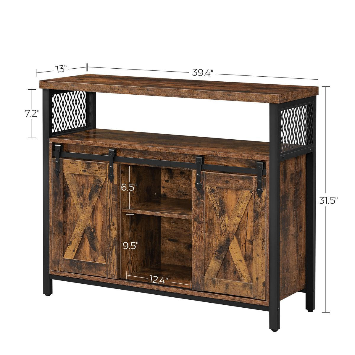 SIDEBOARD im Industriestil mit Schiebetüren - L100 cm - Braun, Holzwerkstoff (33/80/100cm) - Calicosy