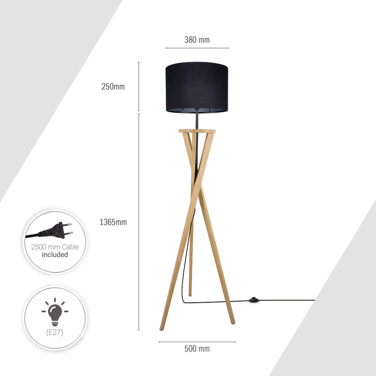 STEHLEUCHTE Mangrove - Naturfarben, Metall (50/50/161.5cm) - Paco Home
