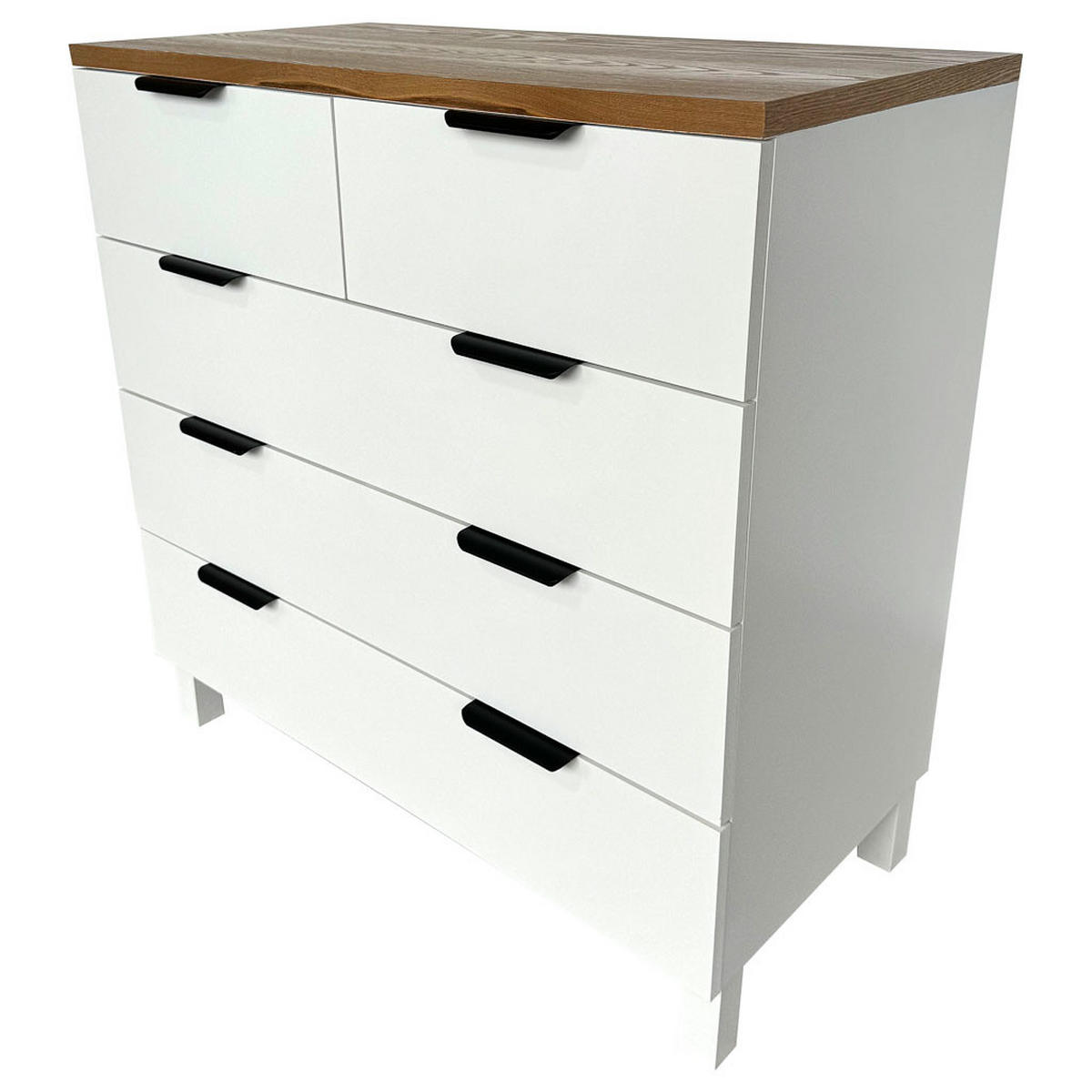 KOMMODE aus Holz mit 5 Schubladen 80x40x80,5 - Weiß, Holz (80/80/40cm) - Wanderlust
