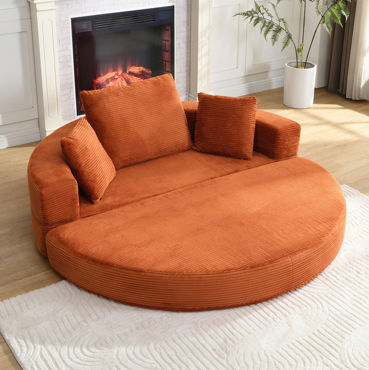 SCHLAFSOFA 2-in-1 173x176 cm Cord Orange mit 3 Kissen - Orange, Kunststoff (176/40/173cm) - Meubliv