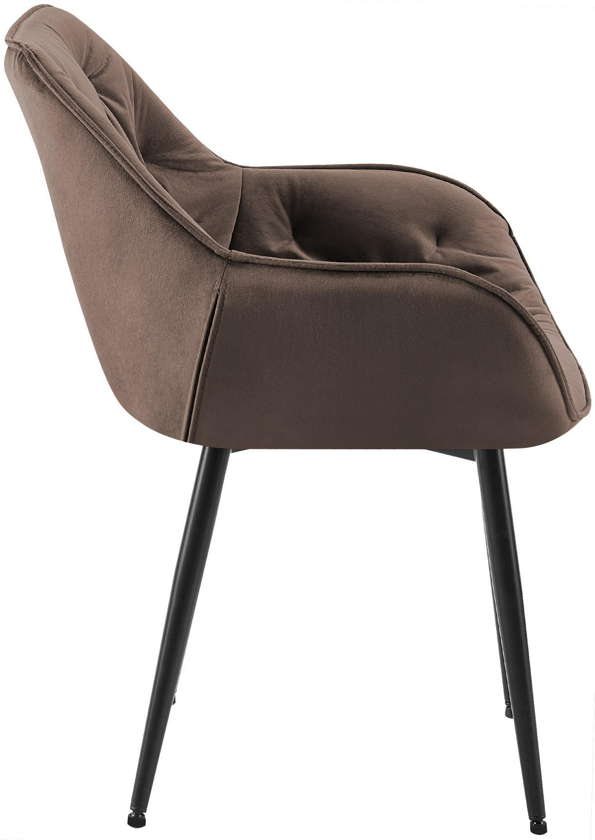 ARMLEHNENSTUHL Samt braun - Schwarz/Braun, Textil/Metall (58/83/62cm) - CLP