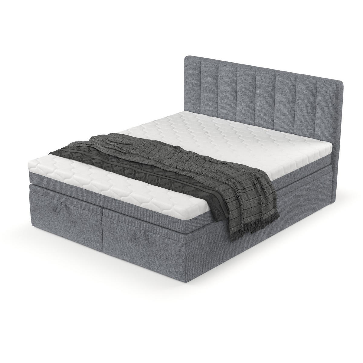 BOXBETT Lume 160/200 cm Grau im Neve Stoff - Schwarz/Grau, Holz/Holzwerkstoff (160/200cm) - AltaBeds