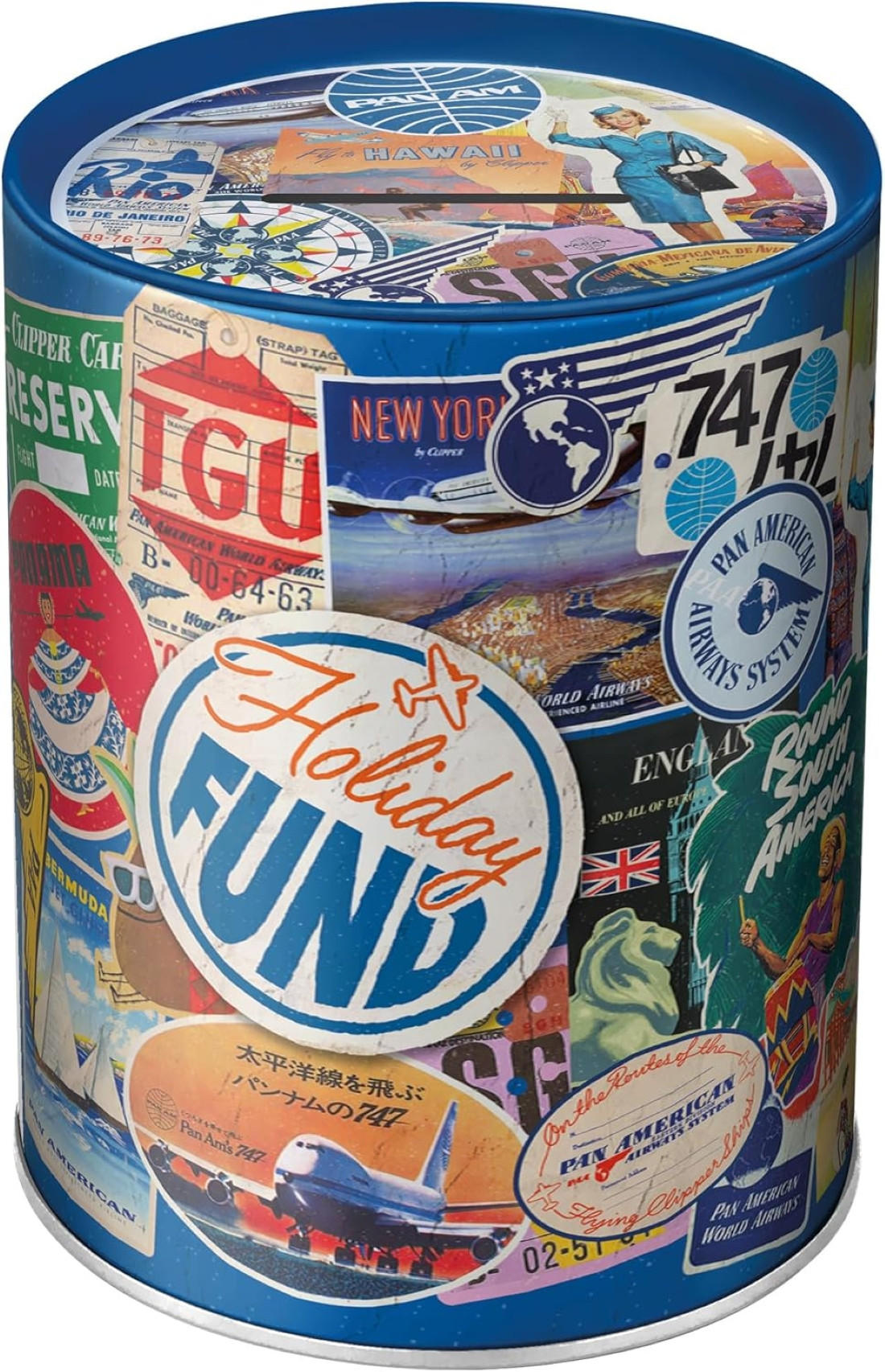 SPARDOSE Pan Am Holiday Fund Collage - Multicolor, Metall (10/13/10cm) - Nostalgic-Art