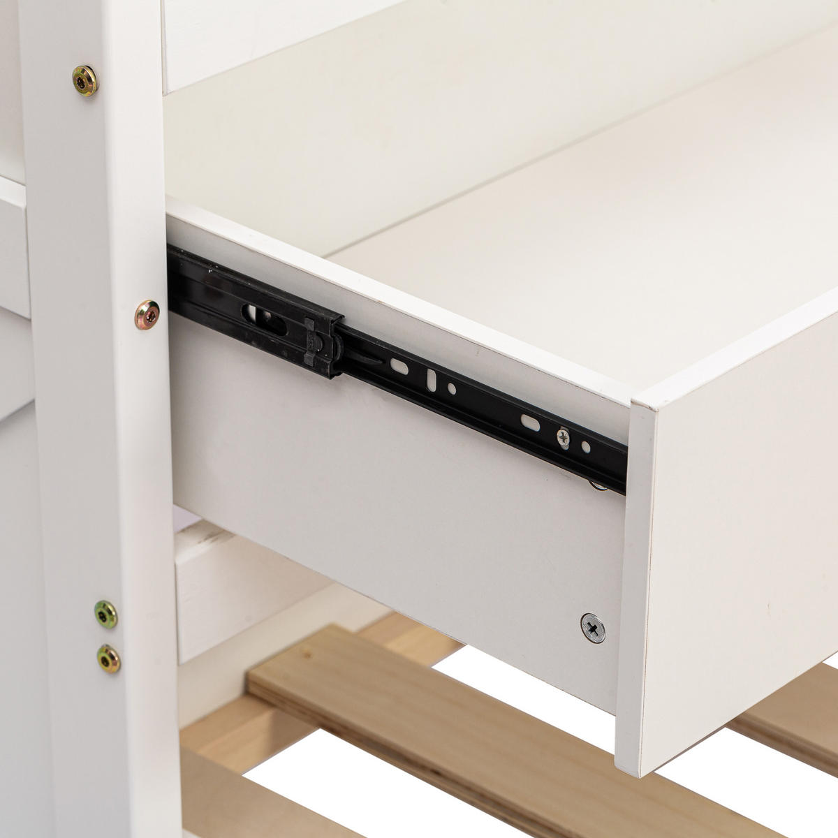 EINZELBETT 90/190 cm Weiß Massivholz mit ausziehbarem Bett und Nachttisch mit USB-Anschluss - Weiß, Holz (90/190cm) - OKWISH