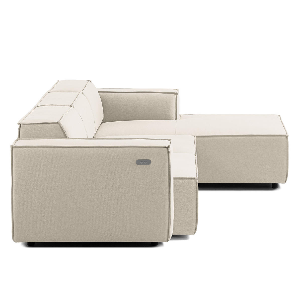 ECKSOFA mit Longchair - Schwarz/Weiß, Kunststoff/Textil (260/177cm) - home24