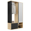 GARDEROBENSCHRANK mit Spiegel-mit Ablagen und Kleiderstange - Schwarz/Braun, Holzwerkstoff (100/190/33cm) - Idohome
