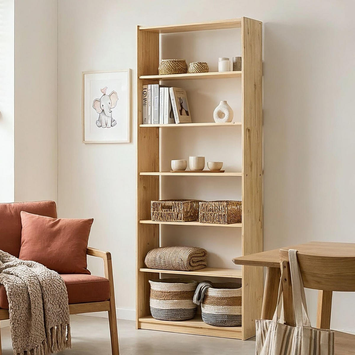 STANDREGAL STANDREGAL - Naturfarben, Holz (80/200/30cm) - IDIMEX