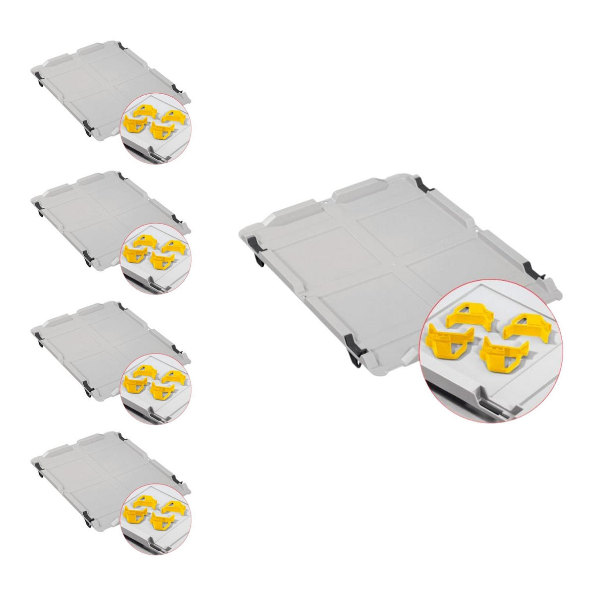 EUROBOX 5x Nextgen Economy Mit Auflagedeckel Grau/Gelb Griffe Geschlossen 34 Liter - Gelb, Kunststoff (40/17/60cm) - PROREGAL