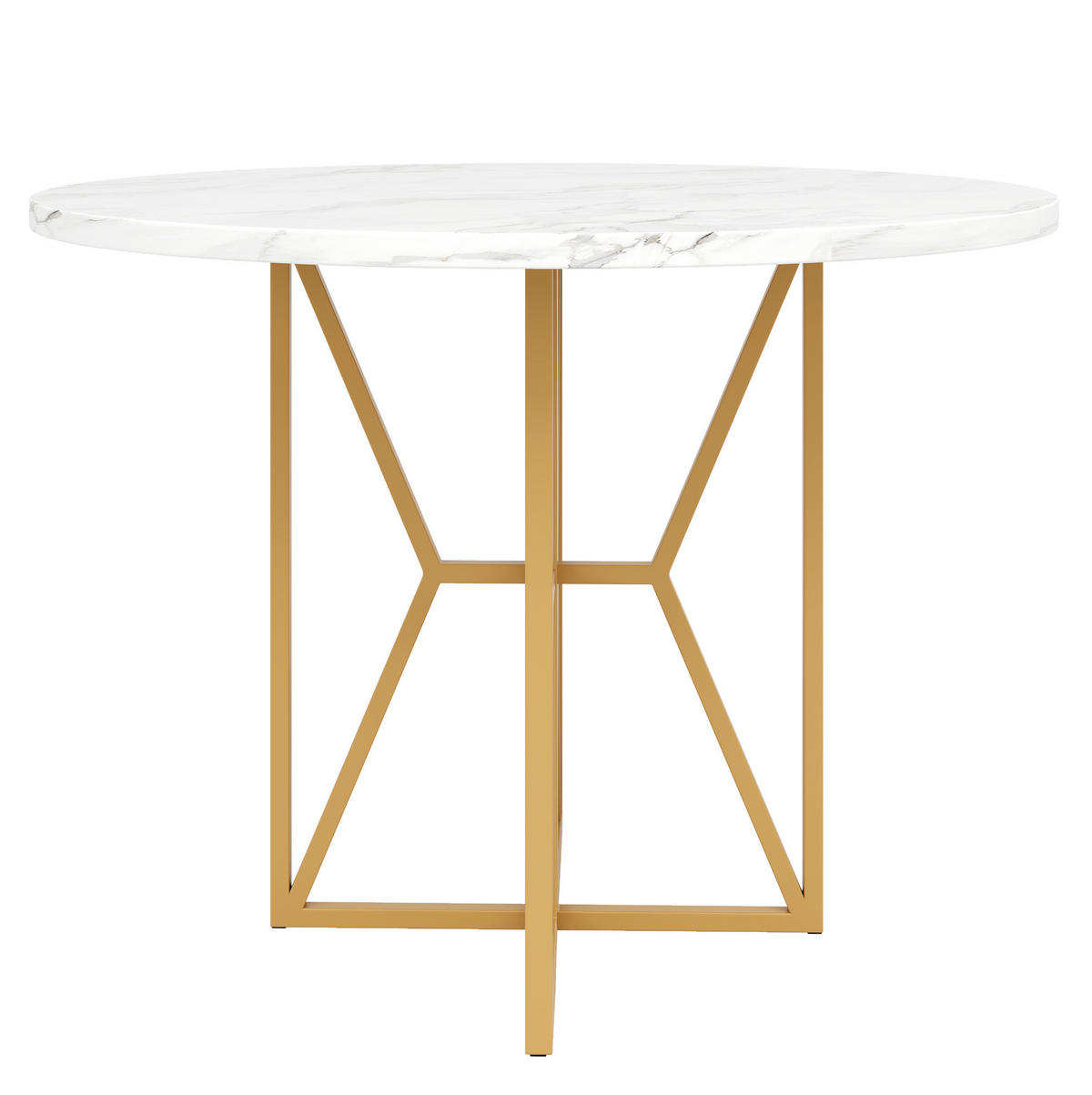 ESSTISCH rund 80 x 80 x 76 cm MDF Marmordekor Metall Golden - Goldfarben, Metall (80/80/76cm) - Meubliv