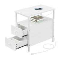 BEISTELLTISCH - Weiß, Holzwerkstoff/Metall (60/35/61cm) - Relaxdays