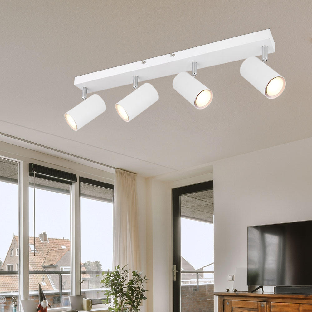 LED DECKENLEUCHTE Metall Weiß 4 Flammig - Weiß, Metall (56/6/12cm) - Globo Lighting