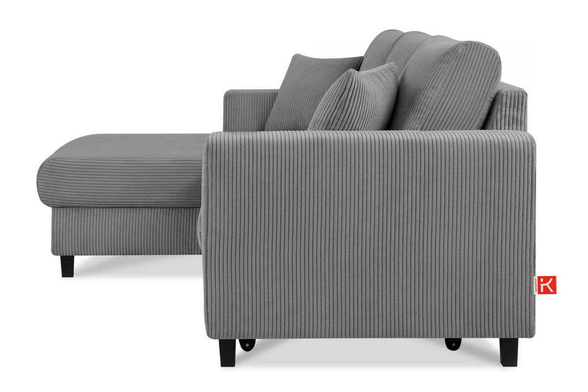 ECKSCHLAFSOFA EGRET Links mit Bettkasten, Cord-Stoff, dunkelgrau - Dunkelgrau, Textil (234/90cm) - KONSIMO®